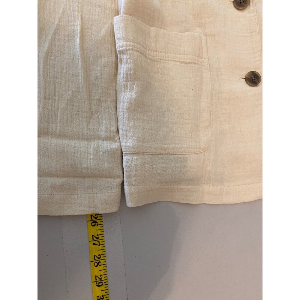 NWT Nordstrom Caslon Beige Cotton Blazer Lightweight Textured Jacket Medium - Picture 11 of 12